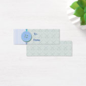 青いボタンとストライプギフトラベル (デスク)