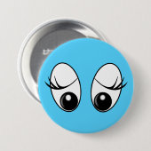 青いボタンよくはしゃぐと目おもしろい – お使いの色 缶バッジ (正面&裏面)