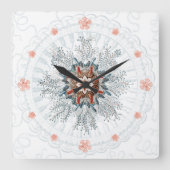 青いボタンクラゲと海の星ウォールクロック スクエア壁時計 (正面)