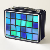 青いボックスパターン メタルランチボックス (裏面)