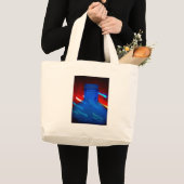 青いボトルとライト ラージトートバッグ (正面(商品))