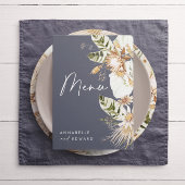 青いボヘミアのモダンエレガント植物の葉 メニュー