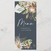 青いボヘミアのモダンエレガント植物の葉 メニュー (正面)