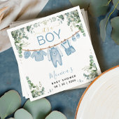 青いボホの服に緑の赤ちゃんシャワー スタンダードカクテルナプキン