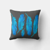 青いボホの羽は青と灰色 クッション (裏面)
