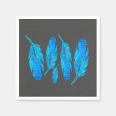 青いボホの羽は青と灰色 スタンダードカクテルナプキン (正面)