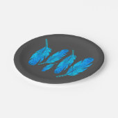 青いボホの羽は青と灰色 ペーパープレート (アングル)