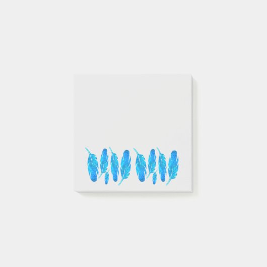 青いボホの羽は青と灰色 ポストイット (正面)