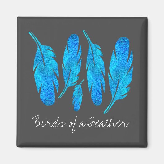 青いボホの羽は青と灰色 マグネット (正面)