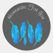 青いボホの羽は青と灰色 ラウンドシール (正面)