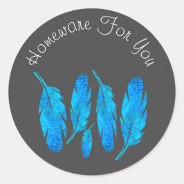 青いボホの羽は青と灰色 ラウンドシール