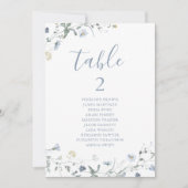 青いボホワイルドフラワーテーブル番号座席表 招待状 (正面)