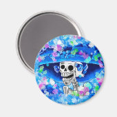 青いボンネットに笑う骨格女性オンブルー マグネット (正面/裏面)