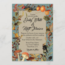 青いボーダー紅葉の結婚式招待状