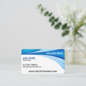 青いボーダー装飾的な名刺 名刺 (スタンド正面)