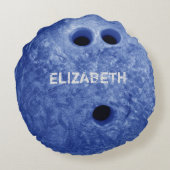 青いボーリングのカスタムな球の円形の枕 ラウンドクッション (裏面)