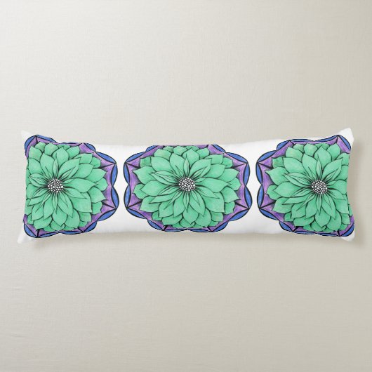 青いポインセチアのデザイン ボディピロー (正面)