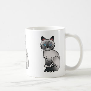 青いポイントのタビー模様のバーマン/ラグドール猫のキャラクターアート コーヒーマグカップ
