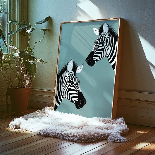 青いポスターのゼブラ ポスター