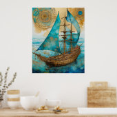 青いポスターの船室 ポスター (キッチン)