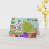 青いポット カード (黄色い花)