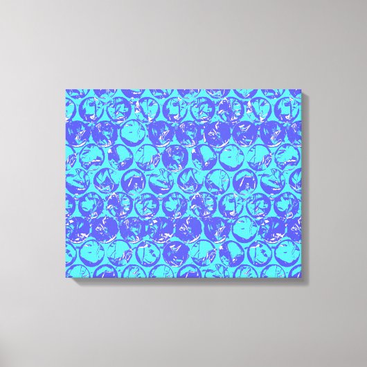 青いポップ・アートのアートバブルラップ キャンバスプリント (正面)