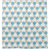 青いポピーの花を白に シャワーカーテン (正面)