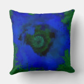 青いポピー絵を描の花の緑の背景 クッション (裏面)