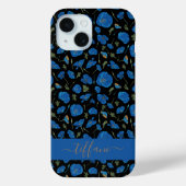 青いポピー花 黒の植物学模様 Case-Mate iPhoneケース (裏面)