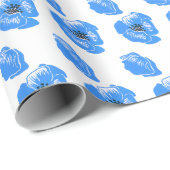 青いポピー 花 夏 自然のパターン ラッピングペーパー (ロールコーナー)
