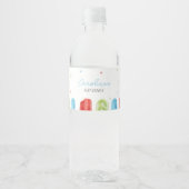 青いポプシクル赤ちゃんシャワー ペットボトルラベル (正面)