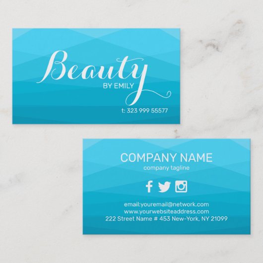 青いポリゴンの背景 名刺 (正面/裏面)