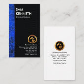 青いポリゴンストリップシンプルグレーダマスクケミカル 名刺 (正面/裏面)