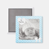 青いポルカのフォトマグネットに写真を点々のある追加する マグネット (正面/裏面)