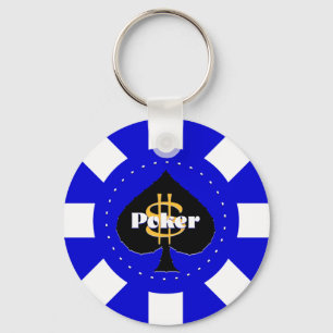 青いポーカー用のチップKeychain キーホルダー
