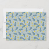 青いマウスおよびチーズフラットパネルのサンキューカード 招待状 (裏面)