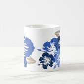 青いマグの"叙事詩のハイビスカス" コーヒーマグカップ (中央)