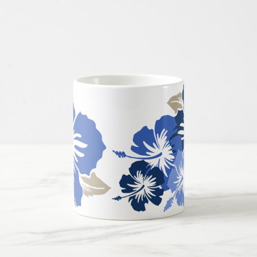 青いマグの"叙事詩のハイビスカス" コーヒーマグカップ (中央)