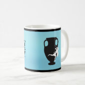 青いマグのPanoplyの黒いロゴ コーヒーマグカップ (正面右)