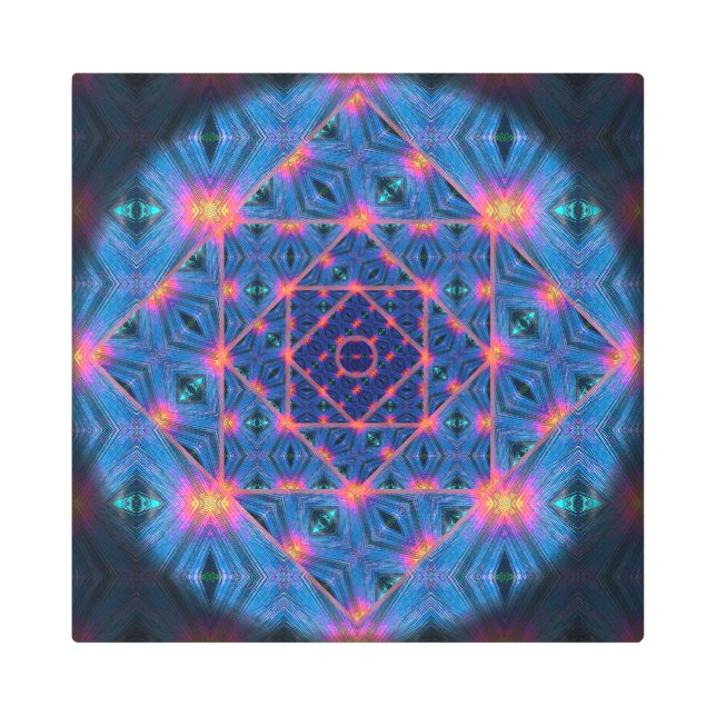 青いマシンアイ メタルプリント (正面)