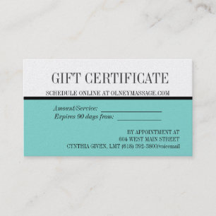 青いマッサージおよびスパのギフトカード 割引カード