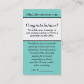 青いマッサージおよびスパのギフトカード 割引カード (裏面)