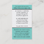 青いマッサージおよびスパの接触カードビジネス 名刺 (裏面)