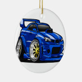 青いマッスルカーの速度の漫画 – バックカラーを選択 セラミックオーナメント (右)
