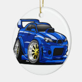 青いマッスルカーの速度の漫画 – バックカラーを選択 セラミックオーナメント (左)