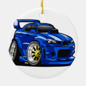 青いマッスルカーの速度の漫画 – バックカラーを選択 セラミックオーナメント (裏面)