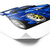 青いマッスルカーの速度の漫画 – バックカラーを選択 フォトプリント (角)