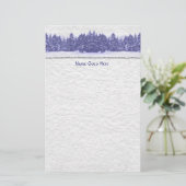 青いマツライン手すき紙 便箋 (スタンド正面)