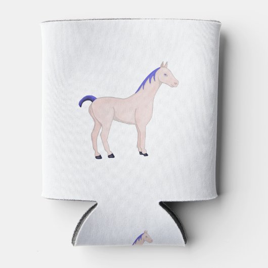 青いマネの馬 缶クーラー (正面)