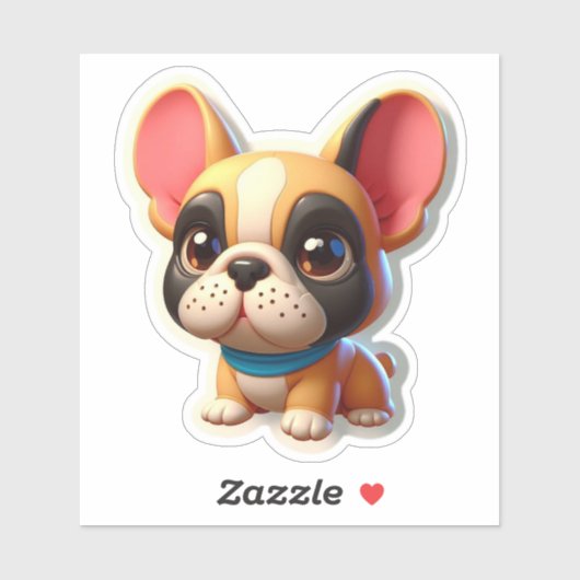 青いマフラーをしたかわいいかわいいフレンチブルドッグの仔犬 シール (シート)